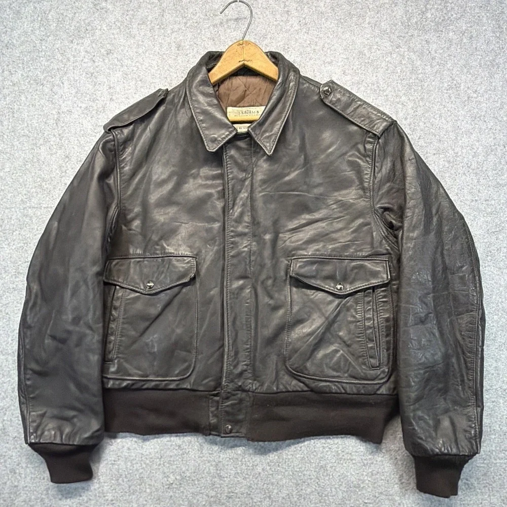 Vintage Schott Bros NYC A-2 Leather Flight Bomber Jacket Mens Size 48 USA